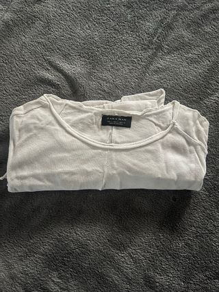 Camiseta Zara Hombre Crema Talla S