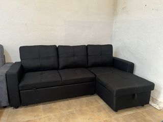 Sofá Cama Chaise Longue Reversible Negro + ARCON