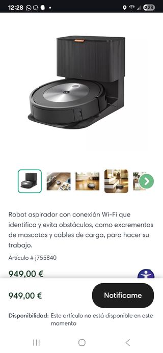 Roomba j7+ Robot Aspirador con Wi-Fi y Autovaciado