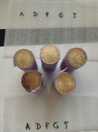 Lote 5 monedas 2€ Alemania 2025 AD FGJ