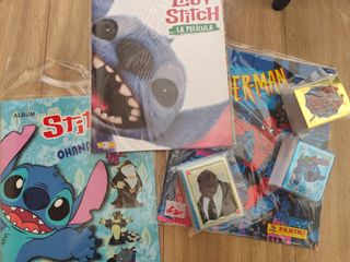 Lote Álbumes y Cromos Stitch y Spiderman
