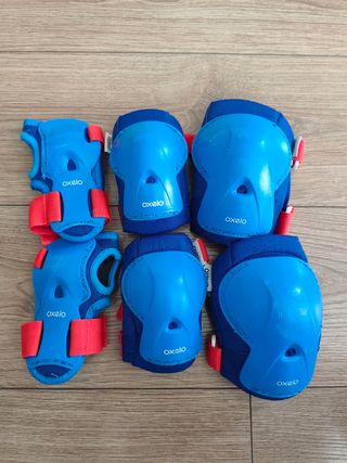 Protecciones Patines Oxelo Niño Azul/Coral
