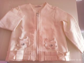 Felpa bambina con zip e tasche a orsetto