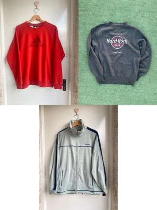 lote sudaderas talla m adidas, hardrock, roxy