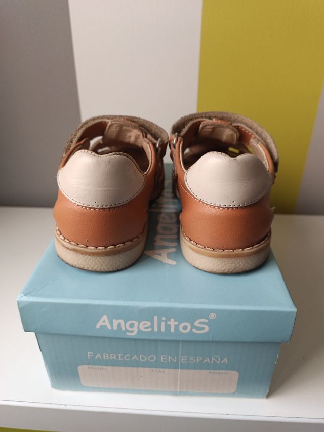 Sandalias niño Angelitos piel marrón, talla 25