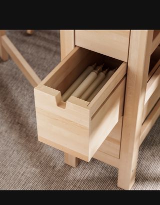 Mesa plegable de madera maciza con cajones