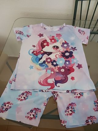 Pijama Verano Niña Unicornio Talla 12