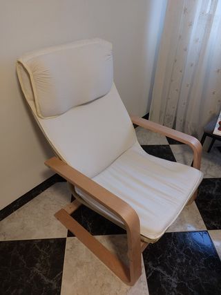 Sillón Poäng Ikea Madera y Tela Blanco