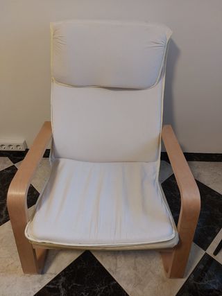 Sillón Poäng Ikea Madera y Tela Blanco