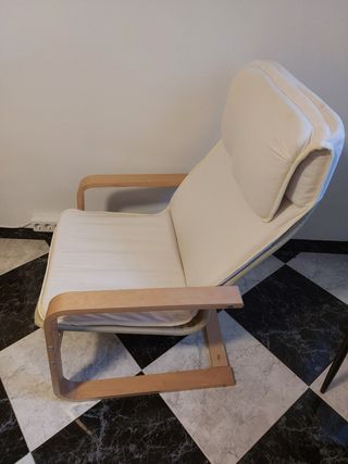 Sillón Poäng Ikea Madera y Tela Blanco
