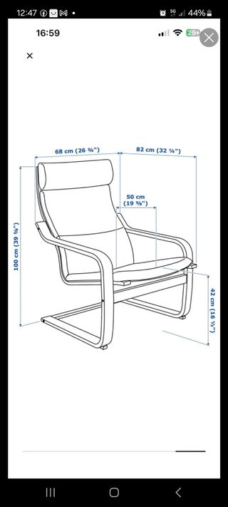 Sillón Poäng Ikea Madera y Tela Blanco