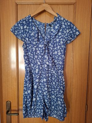Mono H&M floral azul y blanco