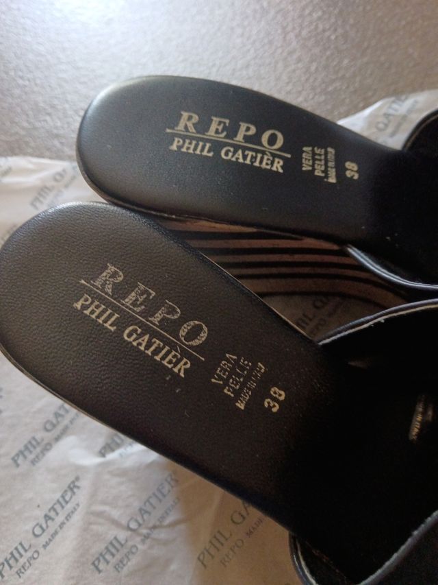 Ciabatte REPO PHIL GATIER in pelle nere