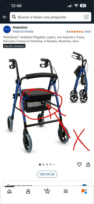 Andador Mobiclinic Plegable Ligero Azul