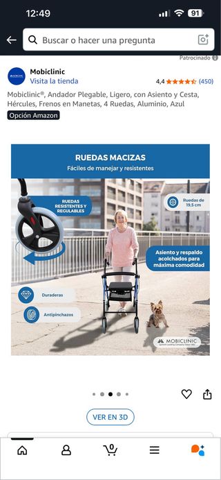 Andador Mobiclinic Plegable Ligero Azul