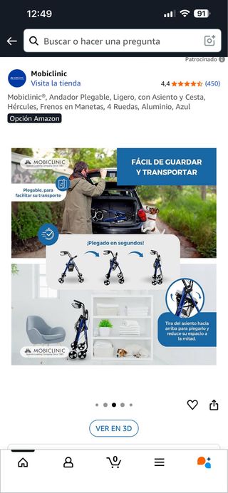 Andador Mobiclinic Plegable Ligero Azul