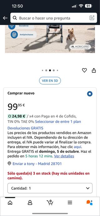 Andador Mobiclinic Plegable Ligero Azul