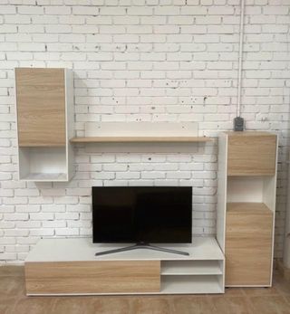 MUEBLE DE TELEVISION CON ESTANTERIA BLANCO CAMBRIA