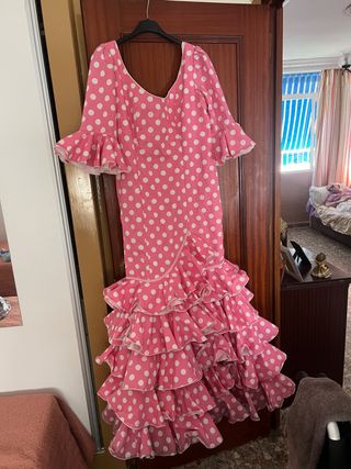 Vestido Flamenca Lunares Rosa Talla M/L