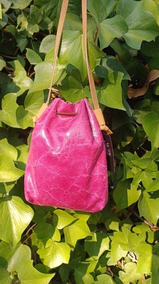 Bolso Saco Piel Artesanal Rosa Ferchi