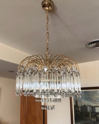 Lámpara de cristal strass dorada funciona