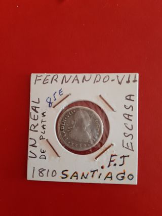 Moneda un real de Fernando VII 1810 plata.