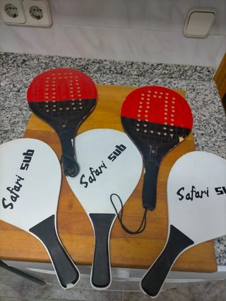 Set di 5 racchette da spiaggia in legno