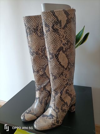 Stivali Trussardi Jeans Pelle Pitonata Marrone