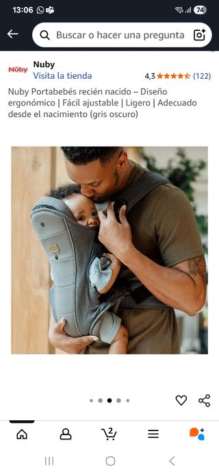 Mochila Portabebés Nuby Gris