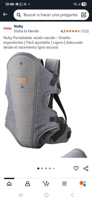 Mochila Portabebés Nuby Gris
