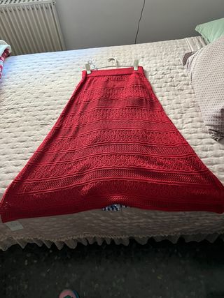 Falda Crochet Comercio Local Roja Talla Única