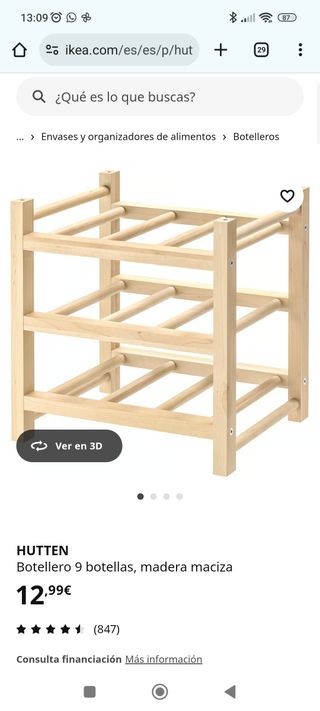 Botellero de madera maciza
