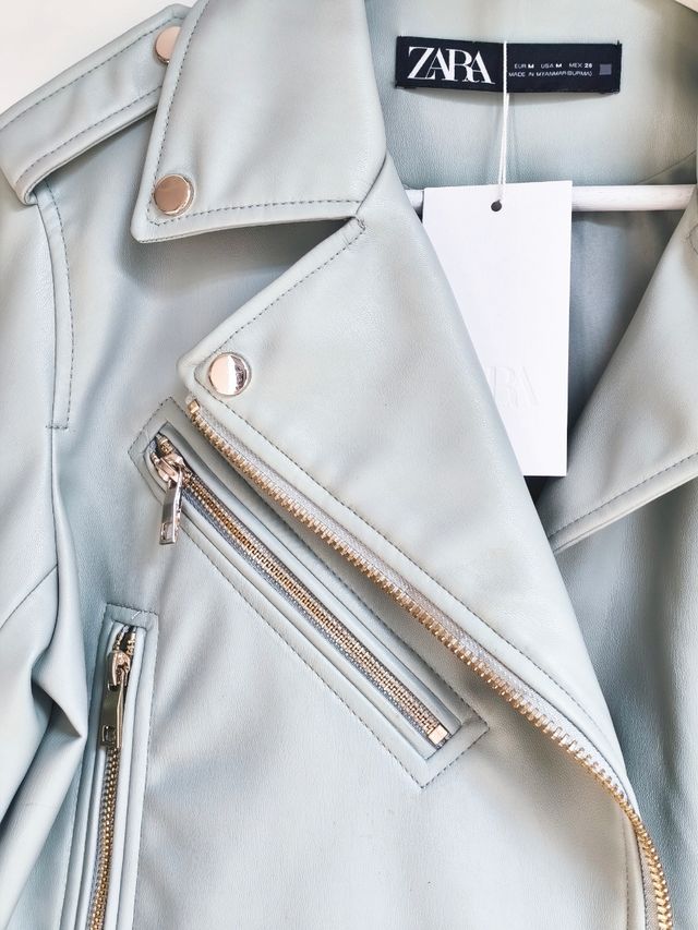Cazadora Biker Zara turquesa Talla M