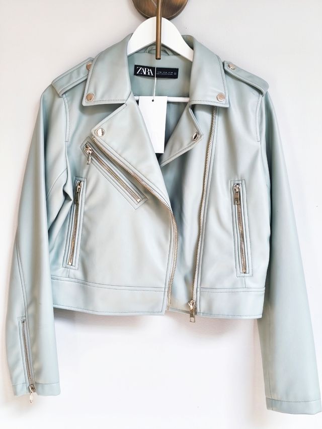 Cazadora Biker Zara turquesa Talla M