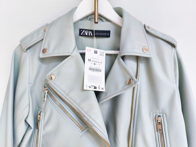 Cazadora Biker Zara turquesa Talla M
