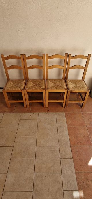 Sillas de madera y yute (4 unidades)