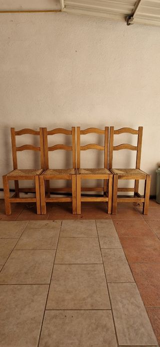 Sillas de madera y yute (4 unidades)