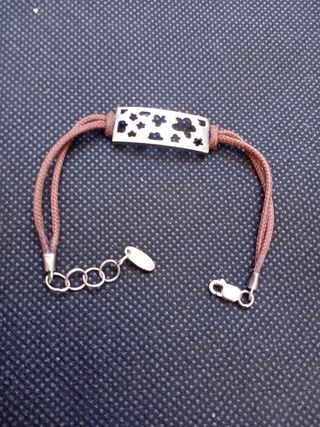 Pulsera Plata 925 con Cuerda Marrón