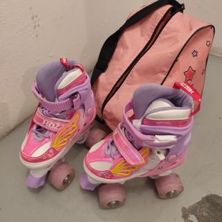 Patines 4 Ruedas Niña Rosa y Morado