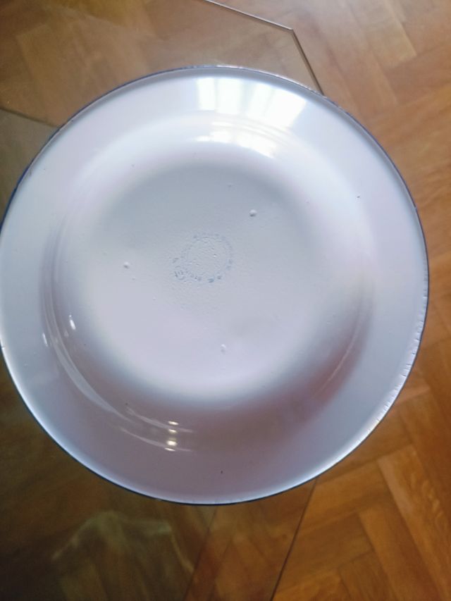 Piatti smaltati con fiori rossi