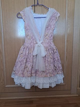 Vestido niña Belcoquet rosa y dorado