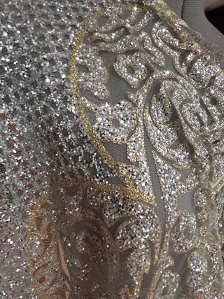 Tela de fiesta con Glitter dorado y plateado