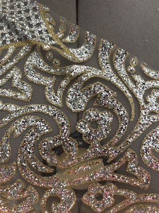 Tela de fiesta con Glitter dorado y plateado