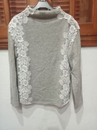 Jersey Springfield gris con encaje blanco