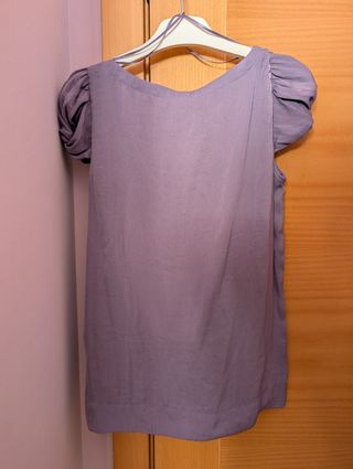 Blusa Zara Basic Lila Manga Abullonada