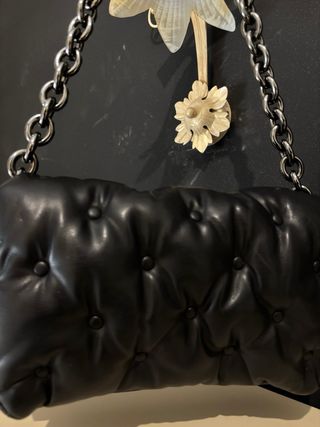 Borsa in pelle trapuntata Zara nera