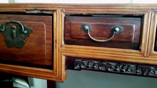 Escritorio Qing oriental madera olmo tallada