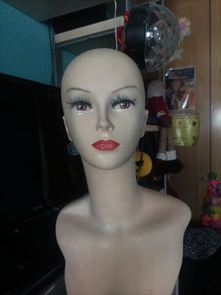 Maniquí peluca mujer beige/rosa