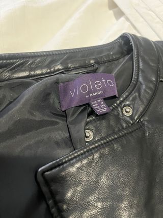 Cazadora cuero Violeta by Mango Talla XXL USA18