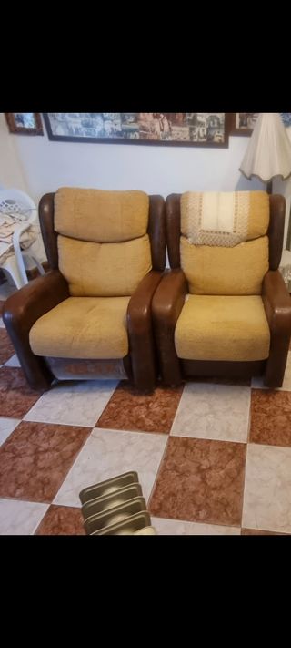 2 sillones relax tela y piel